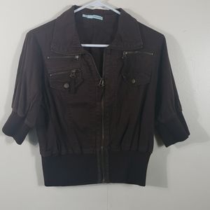 Cute Brown Maurices Zip Up Shrug! Size 9